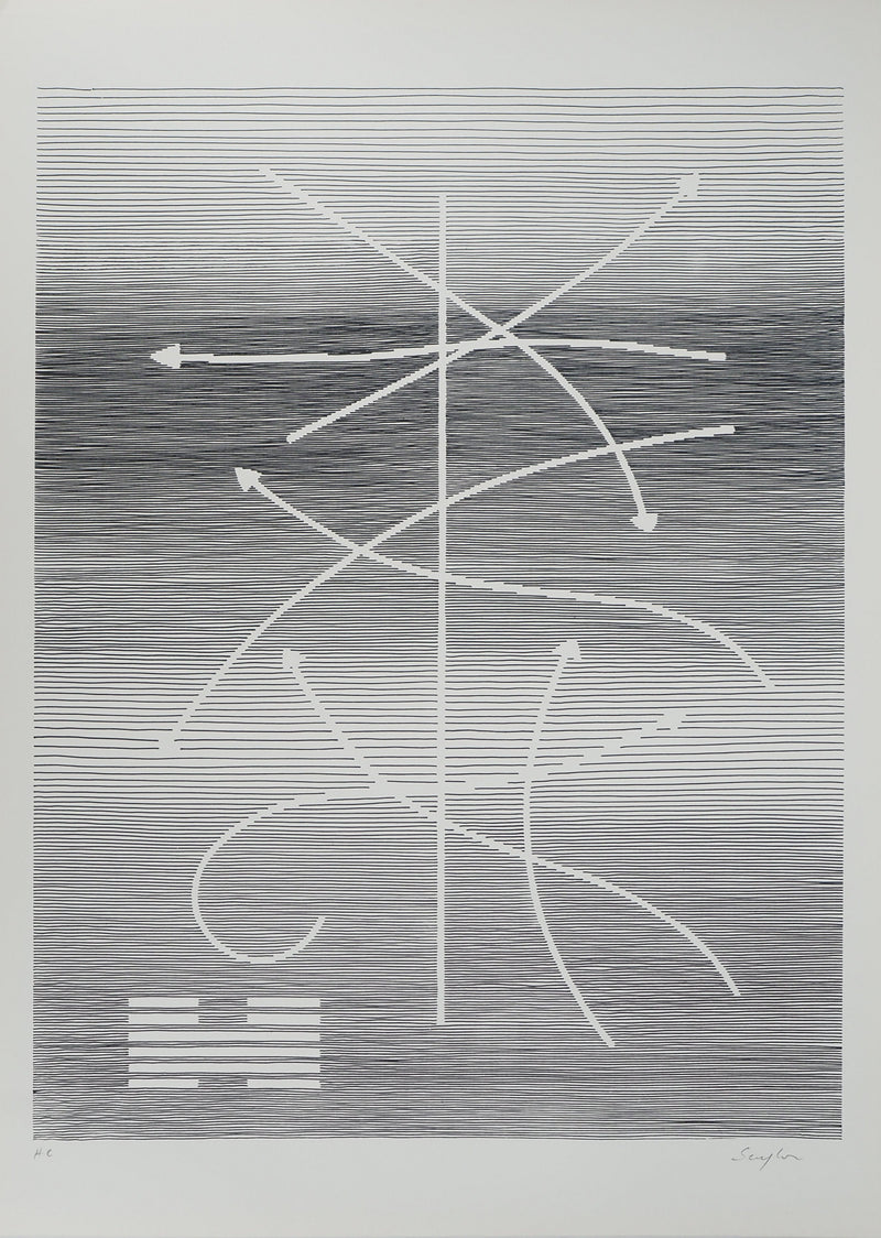 Michel SEUPHOR : Flèches en convergence, Lithographie originale signée