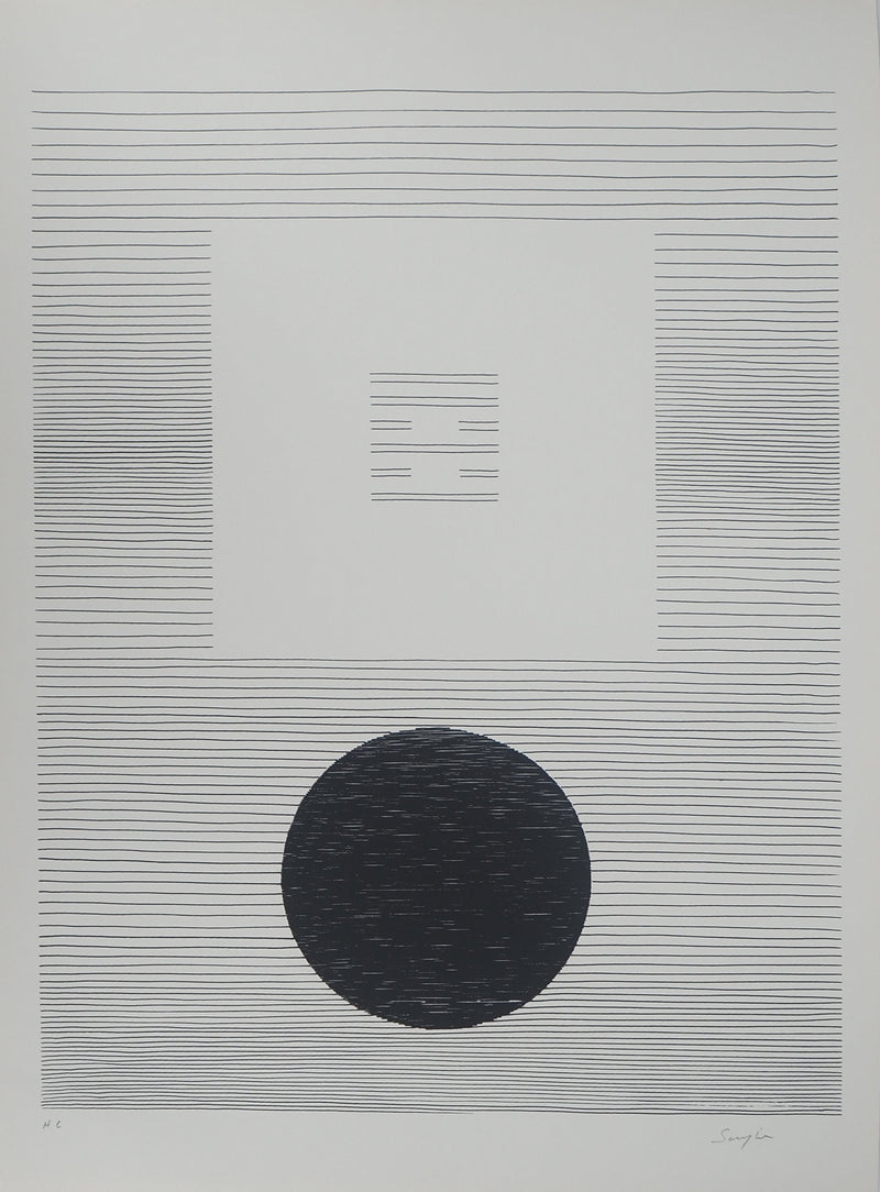 Michel SEUPHOR : Eclipse lunaire, Lithographie originale signée