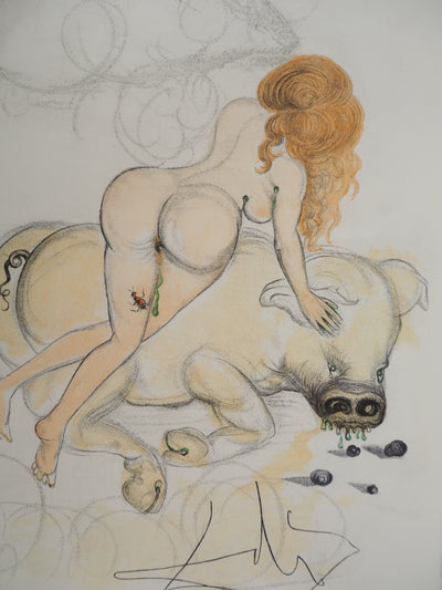 Salvador DALI : Casanova : La femme et le cochon aux truffes, Gravure originale (photo de détail 3) - Crédit photo : Galerie Art.Paris