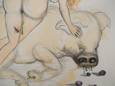 Salvador DALI : Casanova : La femme et le cochon aux truffes, Gravure originale (photo de détail 6) - Crédit photo : Galerie Art.Paris