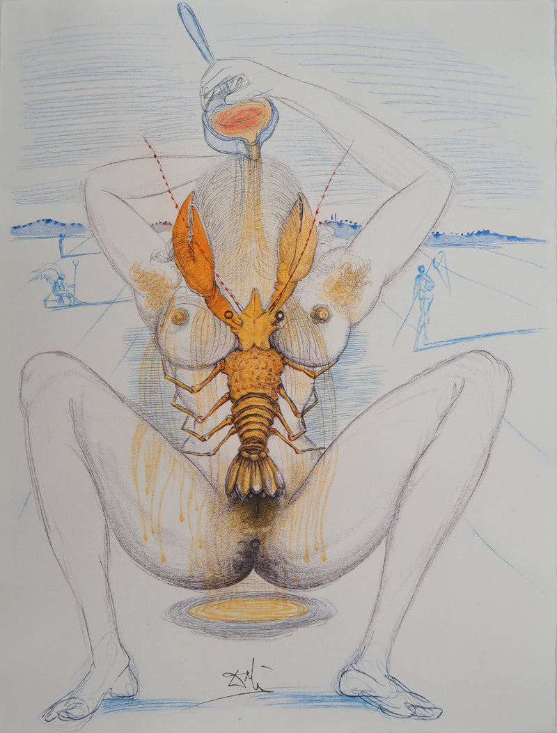 Salvador DALI : Casanova : Femme surréaliste au homard, Gravure originale (vue générale) - Crédit photo : Galerie Art.Paris