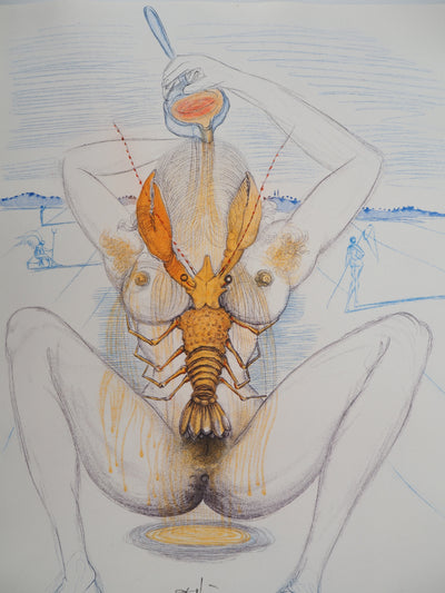 Salvador DALI : Casanova : Femme surréaliste au homard, Gravure originale (photo de détail 3) - Crédit photo : Galerie Art.Paris