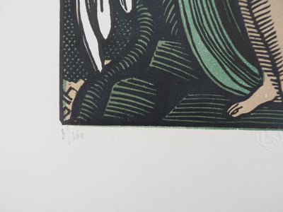 Louis BOUQUET : Mythologie, Léda et le Cygne, Gravure sur bois originale (photo de détail 5) - Crédit photo : Galerie Art.Paris