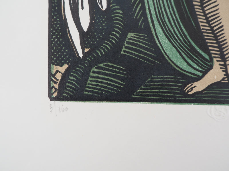 Louis BOUQUET : Mythologie, Léda et le Cygne, Gravure sur bois originale (photo de détail 5) - Crédit photo : Galerie Art.Paris