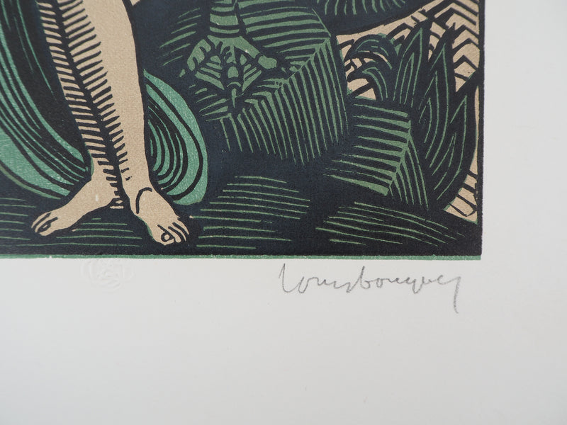 Louis BOUQUET : Mythologie, Léda et le Cygne, Gravure sur bois originale (photo de détail 6) - Crédit photo : Galerie Art.Paris