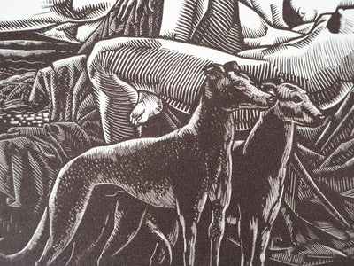 Clément SERVEAU : Repos, Deux nus aux lévriers, Gravure sur bois originale (photo de détail 5) - Crédit photo : Galerie Art.Paris