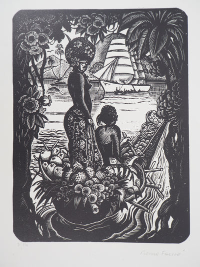 Pierre FALKE : Souvenirs d'Océanie, Gravure sur bois originale (photo de détail 6) - Crédit photo : Galerie Art.Paris