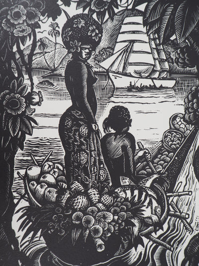 Pierre FALKE : Souvenirs d'Océanie, Gravure sur bois originale (photo de détail 5) - Crédit photo : Galerie Art.Paris