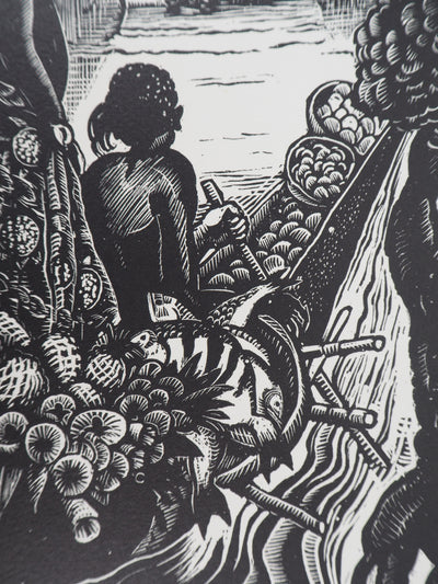 Pierre FALKE : Souvenirs d'Océanie, Gravure sur bois originale (photo de détail 3) - Crédit photo : Galerie Art.Paris