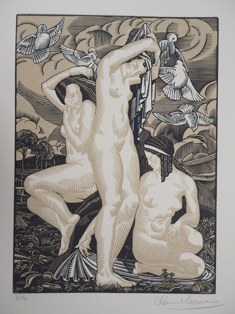 Clément SERVEAU : Le Jardin Exquis, Gravure sur bois originale (vue générale) - Crédit photo : Galerie Art.Paris