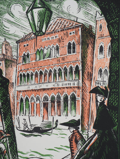 Robert BONFILS : Gondoles sur le Grand Canal à Venise, Gravure sur bois originale (photo de détail 4) - Crédit photo : Galerie Art.Paris