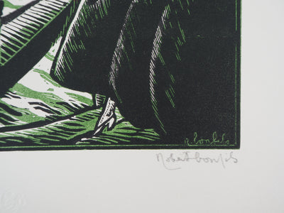 Robert BONFILS : Gondoles sur le Grand Canal à Venise, Gravure sur bois originale (photo de détail 2) - Crédit photo : Galerie Art.Paris
