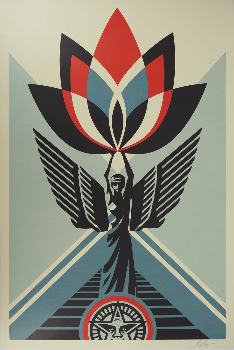 Shepard FAIREY (OBEY) : Lotus Angel, Sérigraphie originale signée