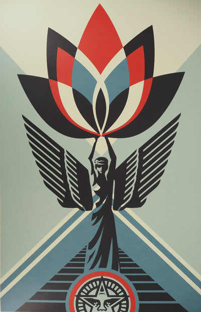 Shepard FAIREY (OBEY) : Lotus Angel, Sérigraphie originale signée