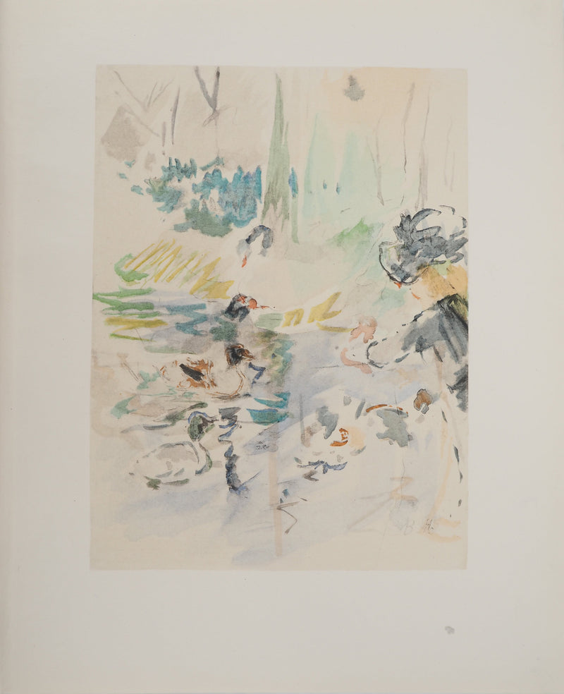 Berthe MORISOT : Petite fille nourrissant des canards, Lithographie originale (photo de détail 3) - Crédit photo : Galerie Art.Paris