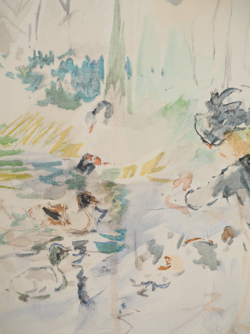 Berthe MORISOT : Petite fille nourrissant des canards, Lithographie originale (photo de détail 4) - Crédit photo : Galerie Art.Paris