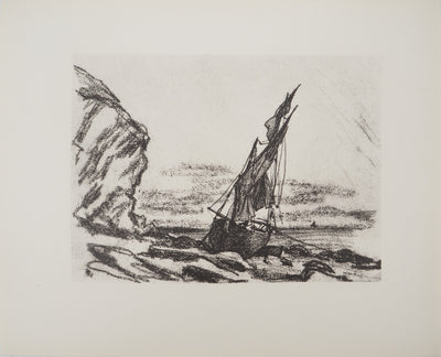 Claude MONET : Voilier dans la tempête, Héliogravure originale (photo de détail 2) - Crédit photo : Galerie Art.Paris