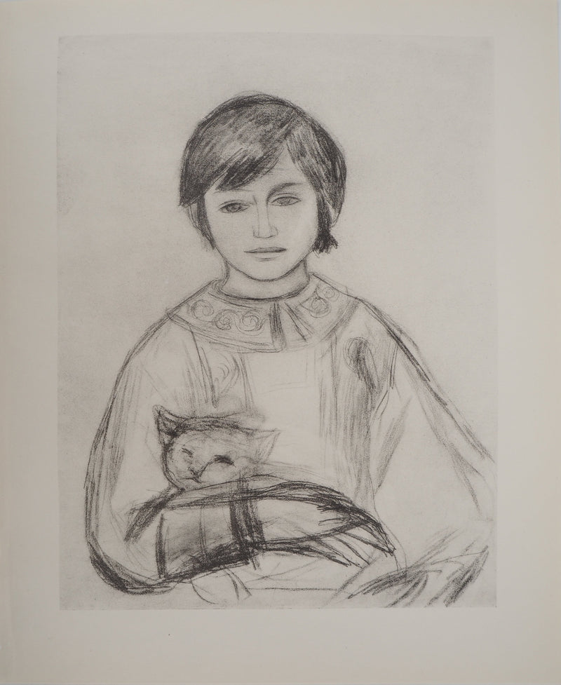 Pierre-Auguste RENOIR : Petite fille au chat (Julie Manet), Héliogravure originale (vue générale) - Crédit photo : Galerie Art.Paris