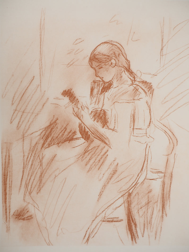 Berthe MORISOT : Jeune fille jouant de la guitare, Héliogravure originale (vue générale) - Crédit photo : Galerie Art.Paris