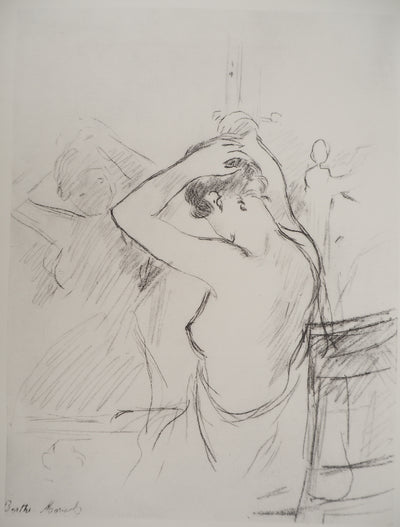 Berthe MORISOT : Jeune femme se coiffant, Héliogravure originale (vue générale) - Crédit photo : Galerie Art.Paris