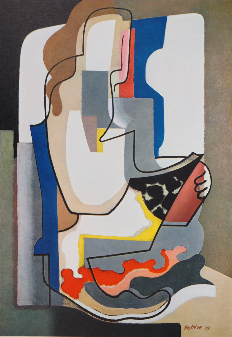 Maurice ESTEVE : Jeune fille lisant un livre, Héliogravure original (photo de détail 3) - Crédit photo : Galerie Art.Paris