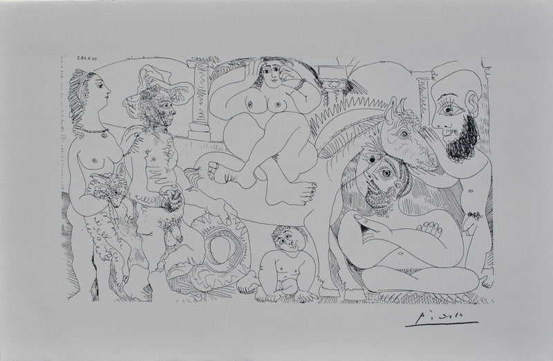 Pablo PICASSO : Femme à cheval et courtisans, Lithographie originale (vue générale) - Crédit photo : Galerie Art.Paris