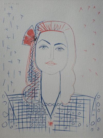 Pablo PICASSO : Portrait de françoise GILOT, Héliogravure