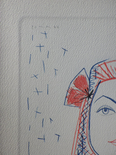 Pablo PICASSO : Portrait de françoise GILOT, Héliogravure