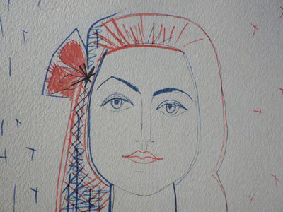 Pablo PICASSO : Portrait de françoise GILOT, Héliogravure