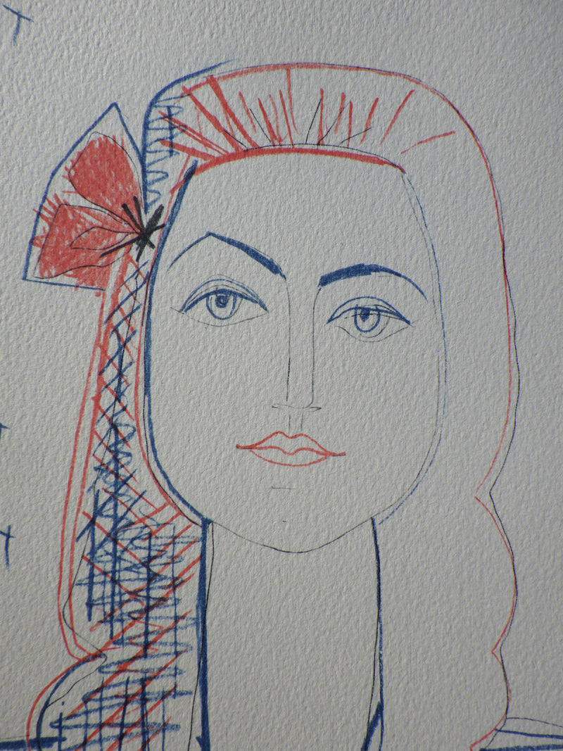 Pablo PICASSO : Portrait de françoise GILOT, Héliogravure