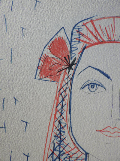 Pablo PICASSO : Portrait de françoise GILOT, Héliogravure