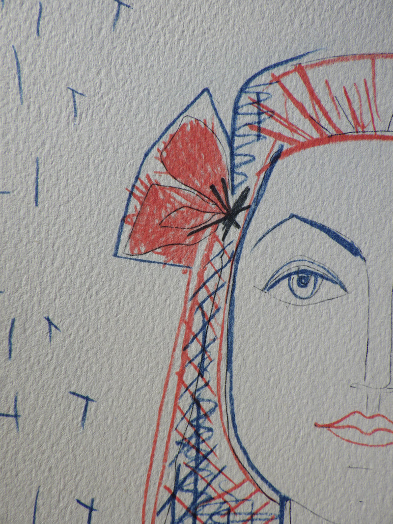 Pablo PICASSO : Portrait de françoise GILOT, Héliogravure