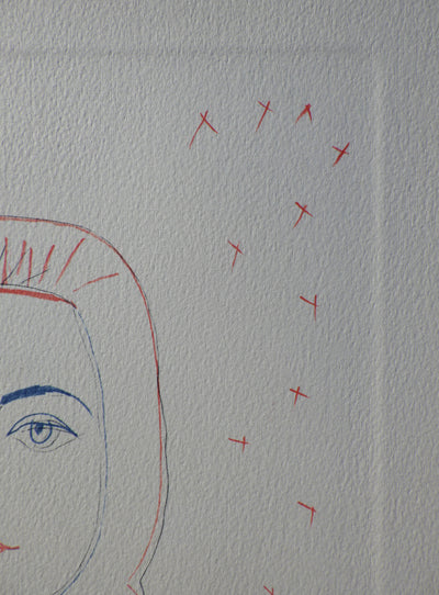 Pablo PICASSO : Portrait de françoise GILOT, Héliogravure
