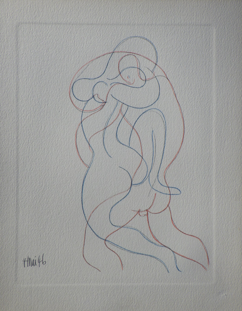 Pablo PICASSO : Couple entrelacé, Héliogravure