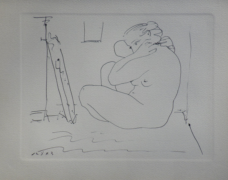 Pablo PICASSO : Modèle nue devant le miroir, Héliogravure
