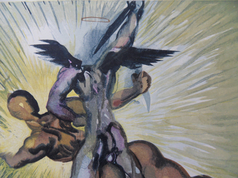 Salvador DALI : Les anges de la vallée, Bois gravé original signé