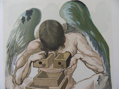Salvador DALI : L'ange déchu, Bois gravé original signé