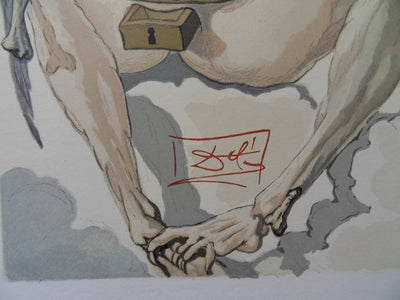 Salvador DALI : L'ange déchu, Bois gravé original signé