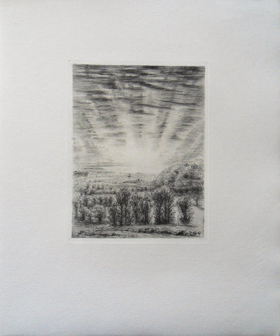 Jean FRELAUT : Lever du jour sur la campagne, Gravure originale (photo de détail 2) - Crédit photo : Galerie Art.Paris