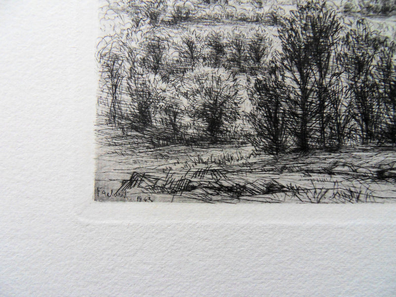 Jean FRELAUT : Lever du jour sur la campagne, Gravure originale (photo de détail 3) - Crédit photo : Galerie Art.Paris