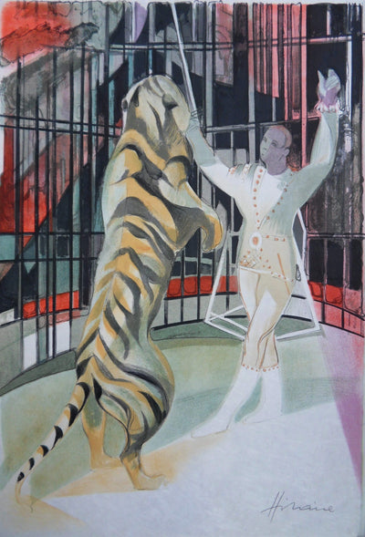 Camille HILAIRE : Le dresseur de tigre, Lithographie originale (vue générale) - Crédit photo : Galerie Art.Paris