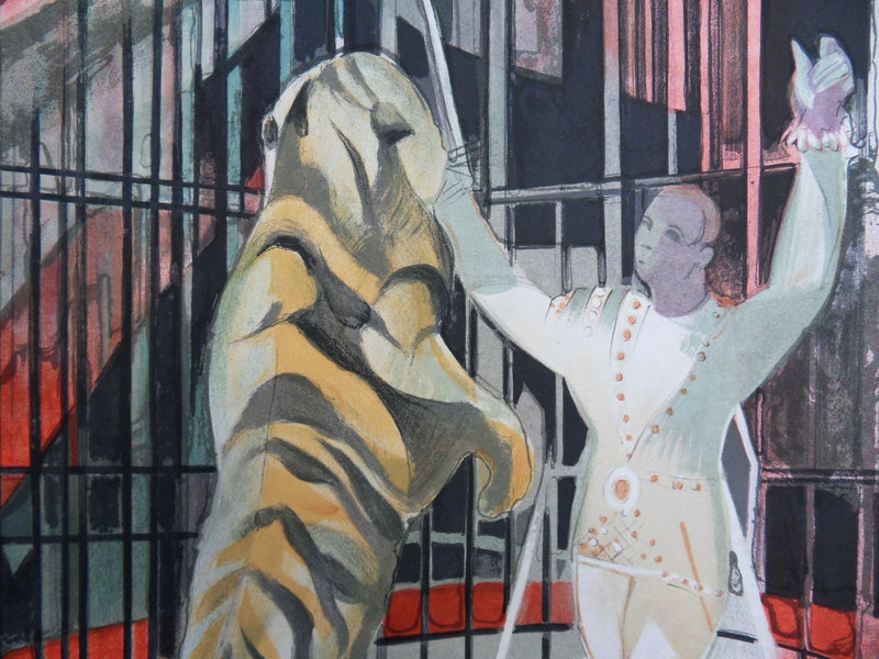 Camille HILAIRE : Le dresseur de tigre, Lithographie originale (photo de détail 3) - Crédit photo : Galerie Art.Paris