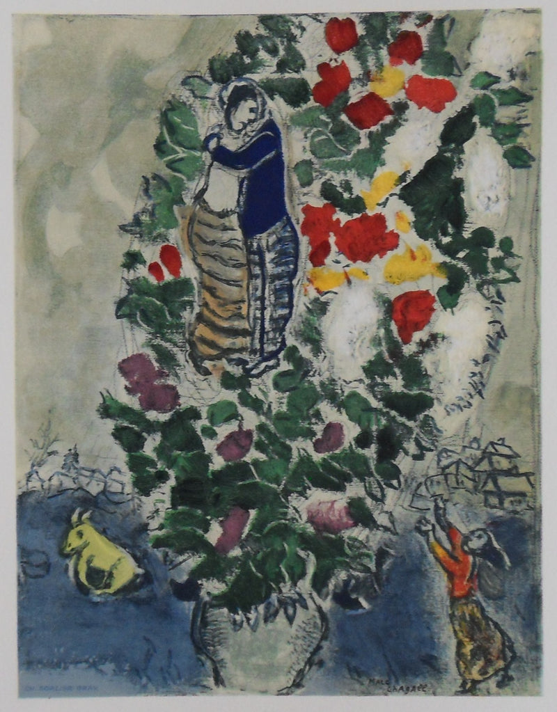 Marc CHAGALL : Couple au bouquet, Lithographie signée