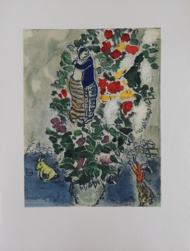 Marc CHAGALL : Couple au bouquet, Lithographie signée