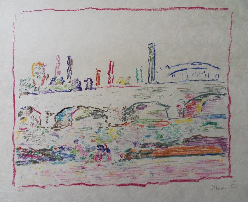 Marko CELEBONOVIC : Le pont des art, Lithographie originale (photo de détail 3) - Crédit photo : Galerie Art.Paris