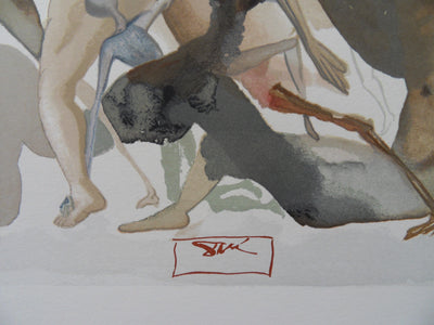 Salvador DALI : Au bord du septième cercle, Bois gravé original signé
