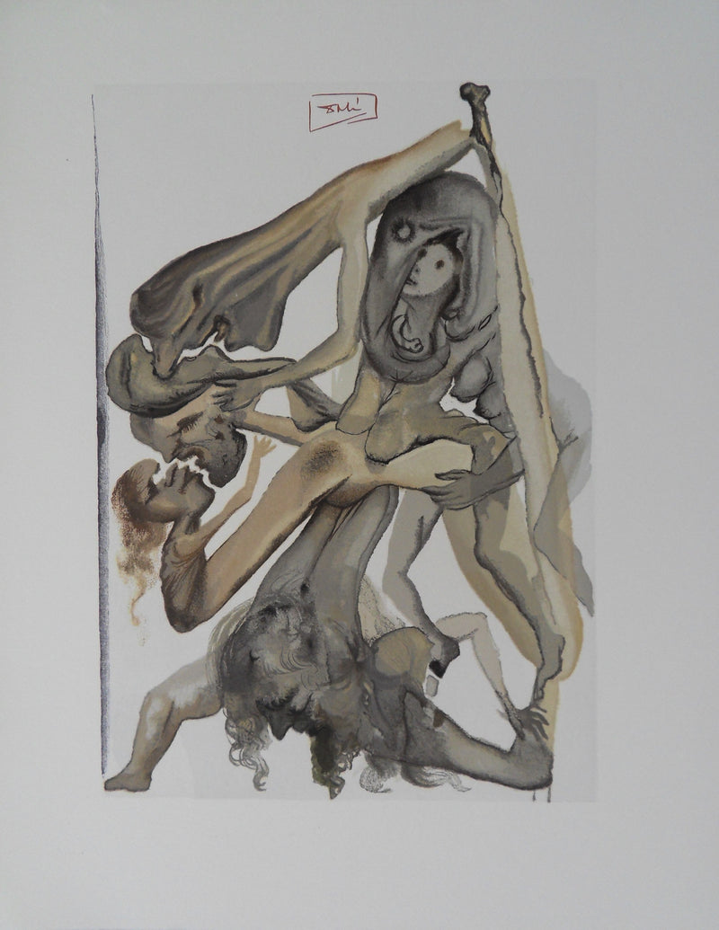 Salvador DALI : Les limbes, Bois gravé original signé