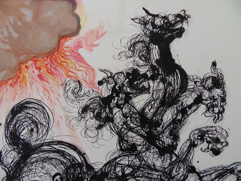 Salvador DALI : Cerbère, Bois gravé original signé