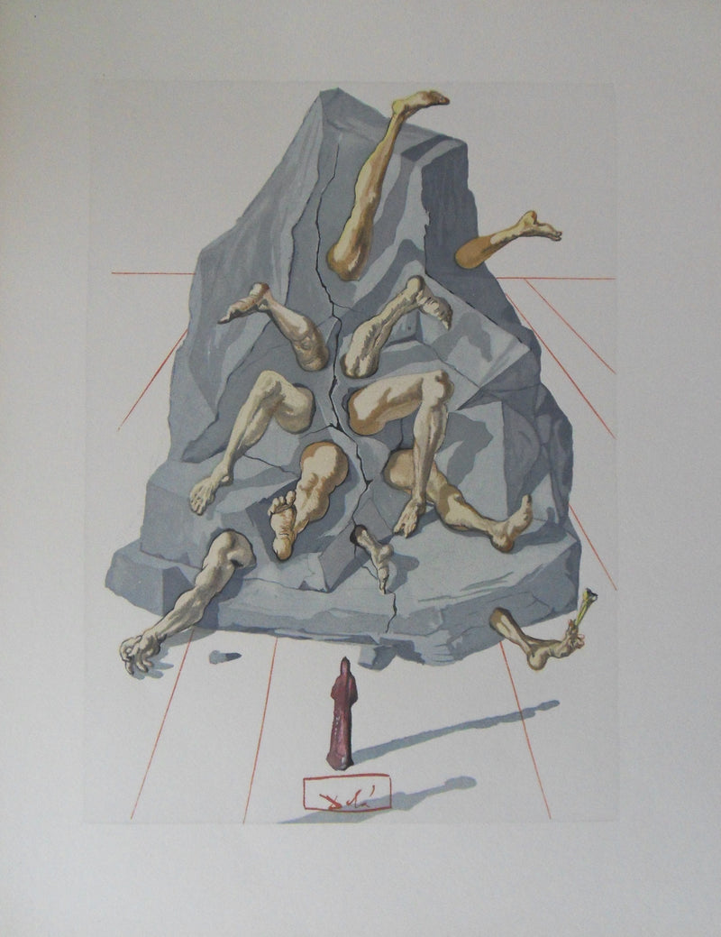 Salvador DALI : Les habitants de Prato, Bois gravé original signé