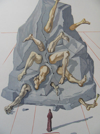 Salvador DALI : Les habitants de Prato, Bois gravé original signé
